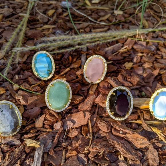 Opal 14k Gold Ring | Opal Gemstone Adjustable Statement Ring - Picture 4 of 6